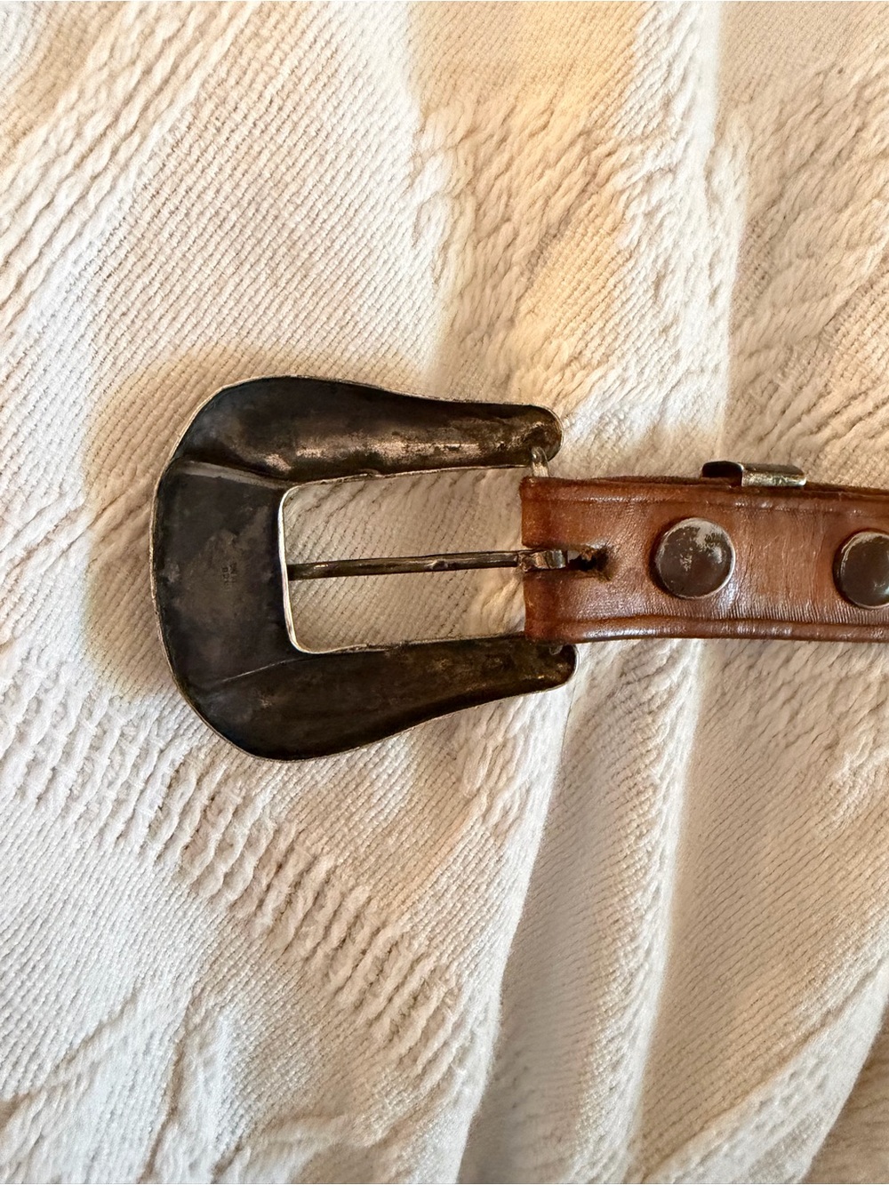 Vintage western tooled belt HIBCO 10k Sterling Silver Buckle Set carved leather - Picture 4 of 14